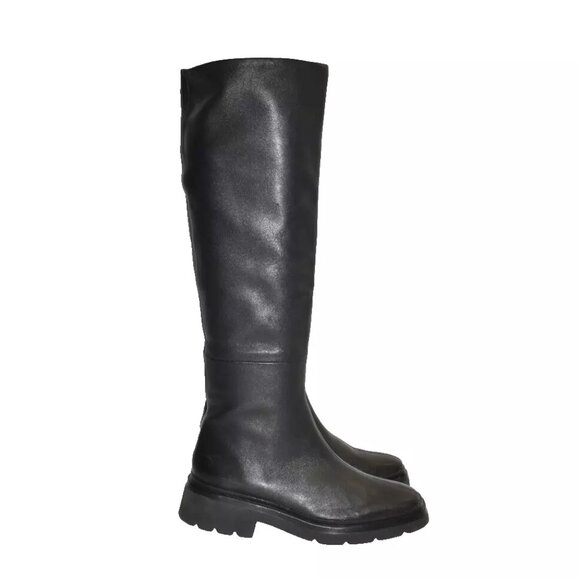 $650 Vince Rune Slouch Knee High Boot LUG RUGGED LEATHER BLACK 7.5 (2) (MF8) - Picture 2 of 8